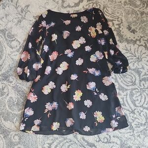Floral Black Dress with Multicolor Flowers